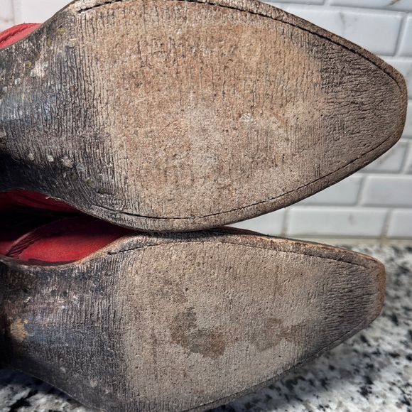 Women's Red Leather Western Ankle Booties - Stylish Embossed Design - Picture 16 of 16